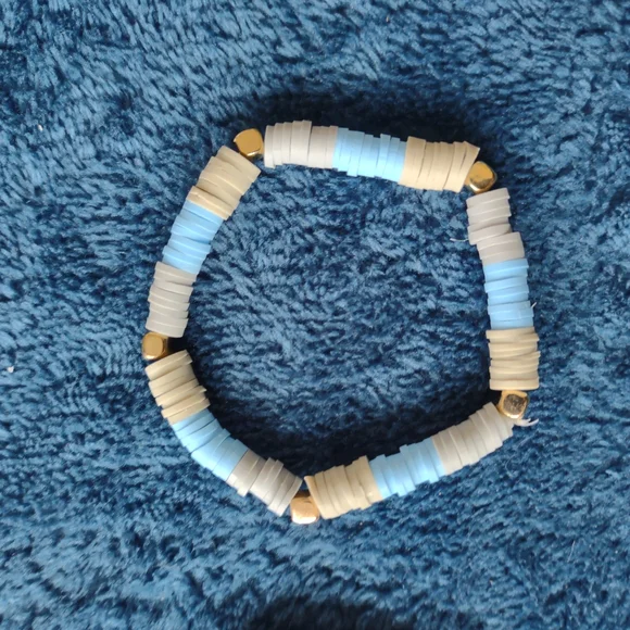 Blue and Tan Beaded Bracelet Set Natural Jewelry - Picture 4 of 4